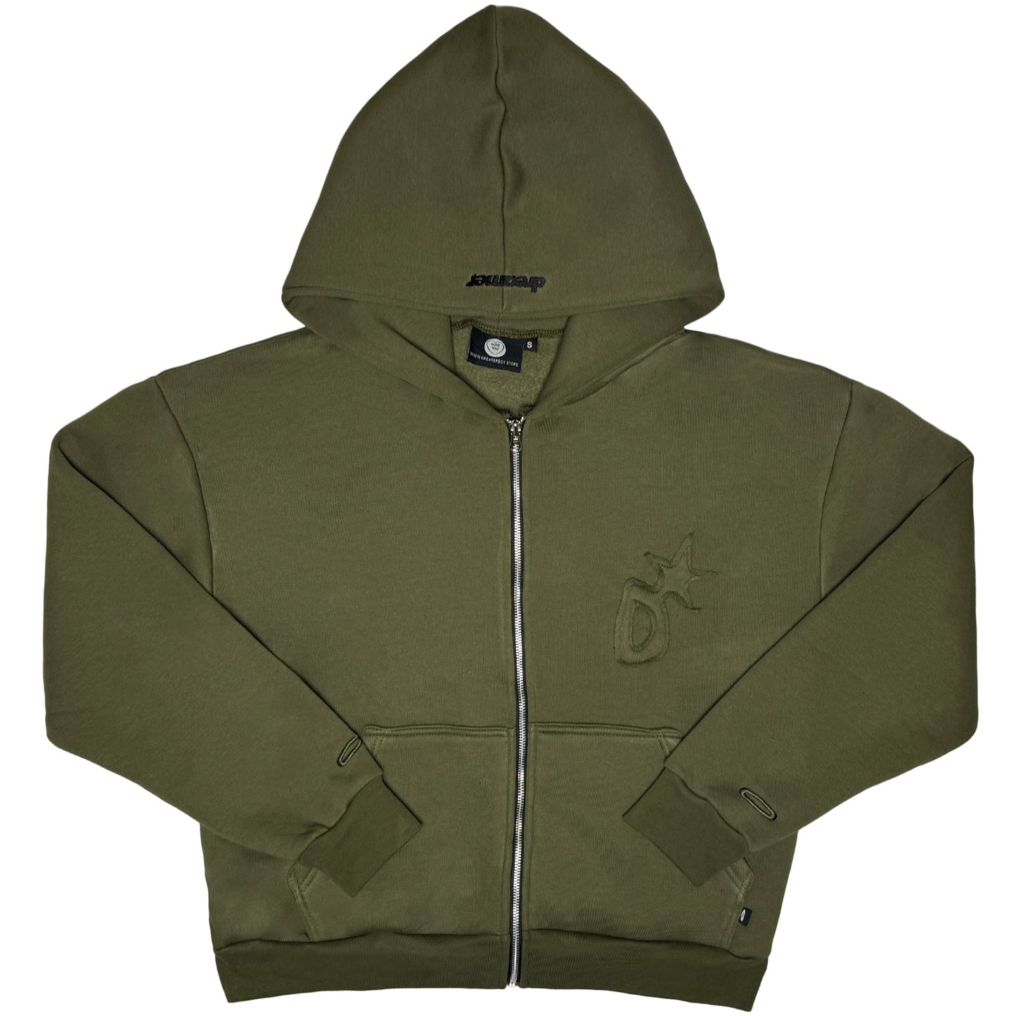 Olive patch logo zip-up