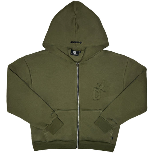 Olive patch logo zip-up